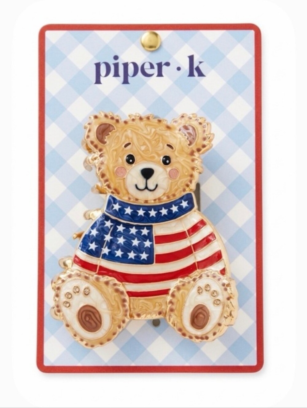 👉✨️🇺🇸 PIPER K PATRIOTIC TEDDY BEAR CLAW Hair  CLIP